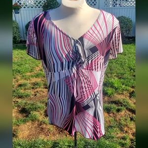 Women's Pink and Black Striped Top